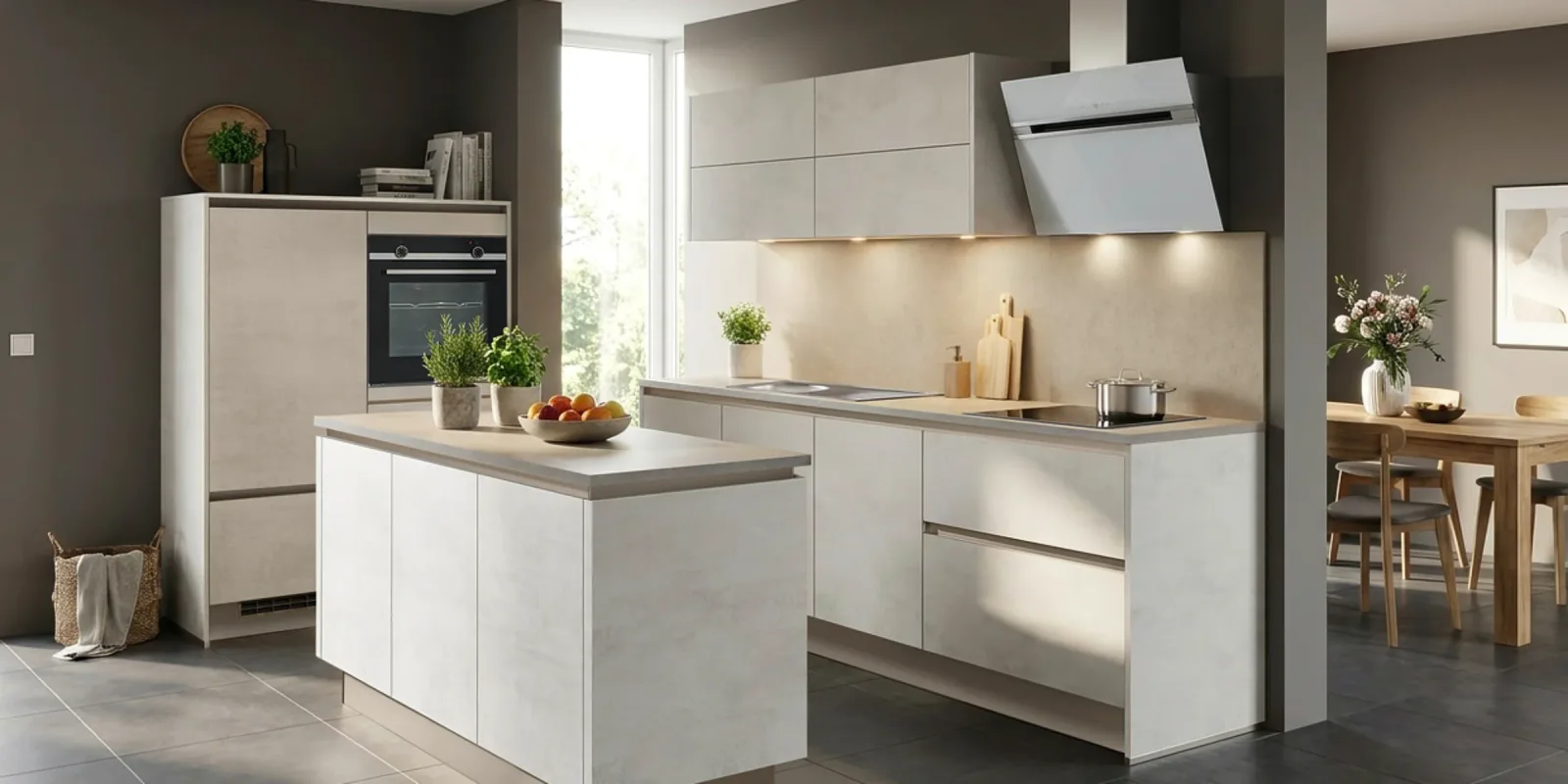 Express Küchen Pura Nova – Minimalistische L-Küche Weiß – Alpinweiß MW100 matt