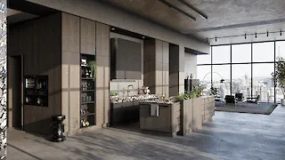 SieMatic grifflose Küche in einem Penthouse mit Stadtblick