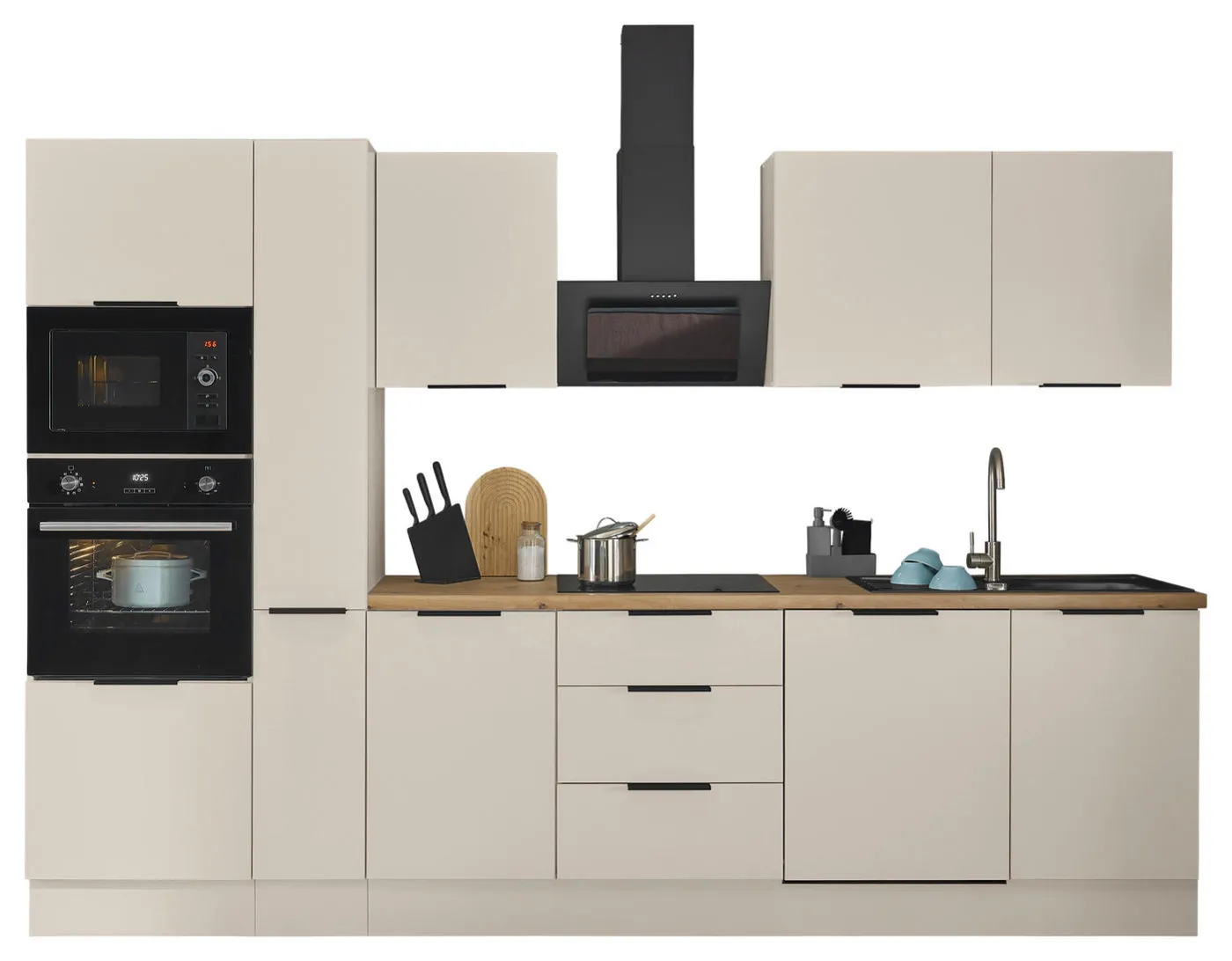 Küchenzeile Carryhome Multan in Kaschmir mit Backofen und Mikrowelle